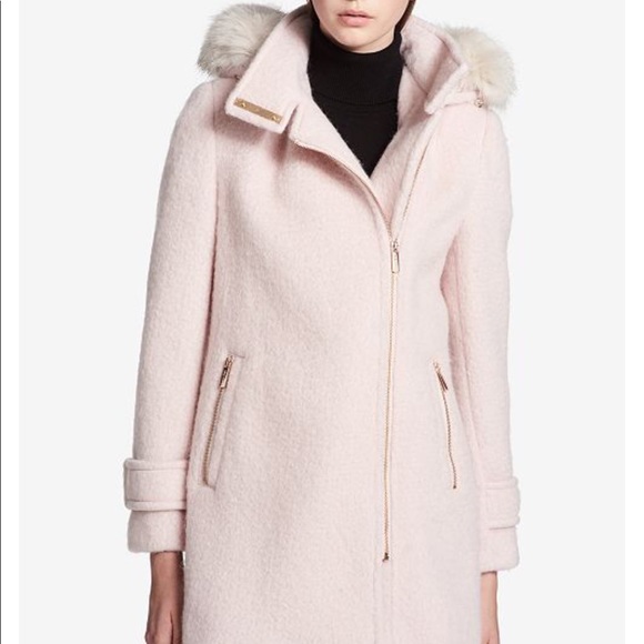 calvin klein fur trim coat